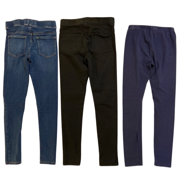 Bundle - 2 pairs pull on denim jeggings and navy leggings for uniform Size 10 - Picture 3 of 7